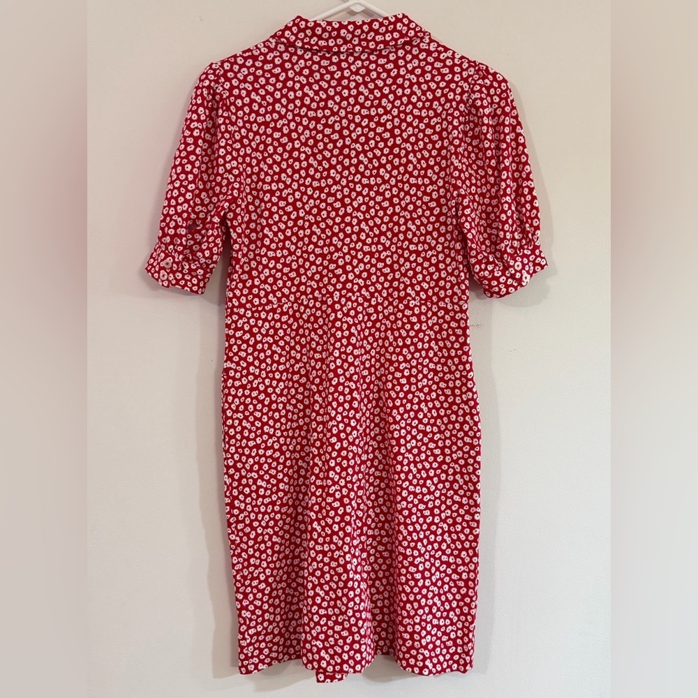 NWT Boden Button Jersey Mini Tea Dress Women’s 4 Short Sleeve Red Floral Boho - Picture 8 of 11